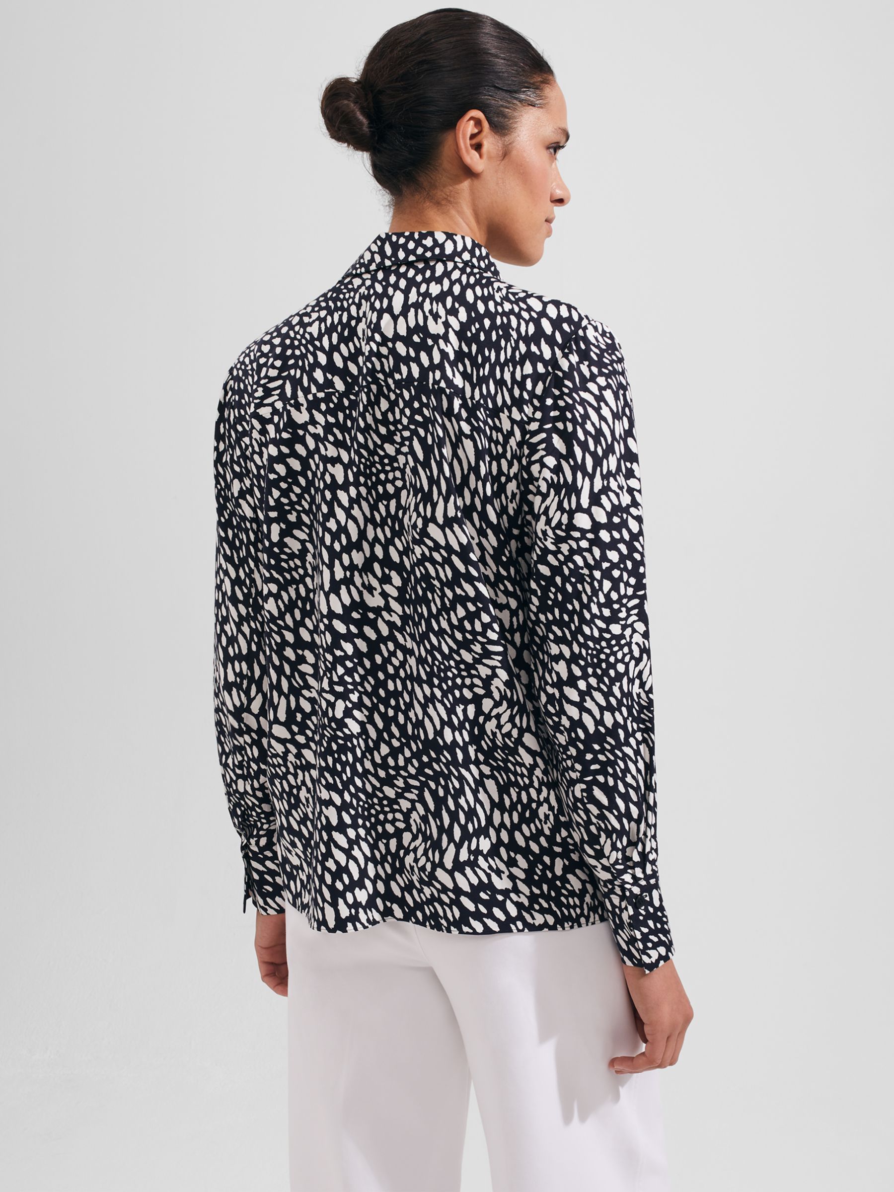 Hobbs Katia Shirt, Navy/Ivory at John Lewis & Partners