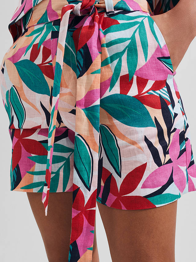 Hobbs Christie Floral Print Linen Shorts, Multi