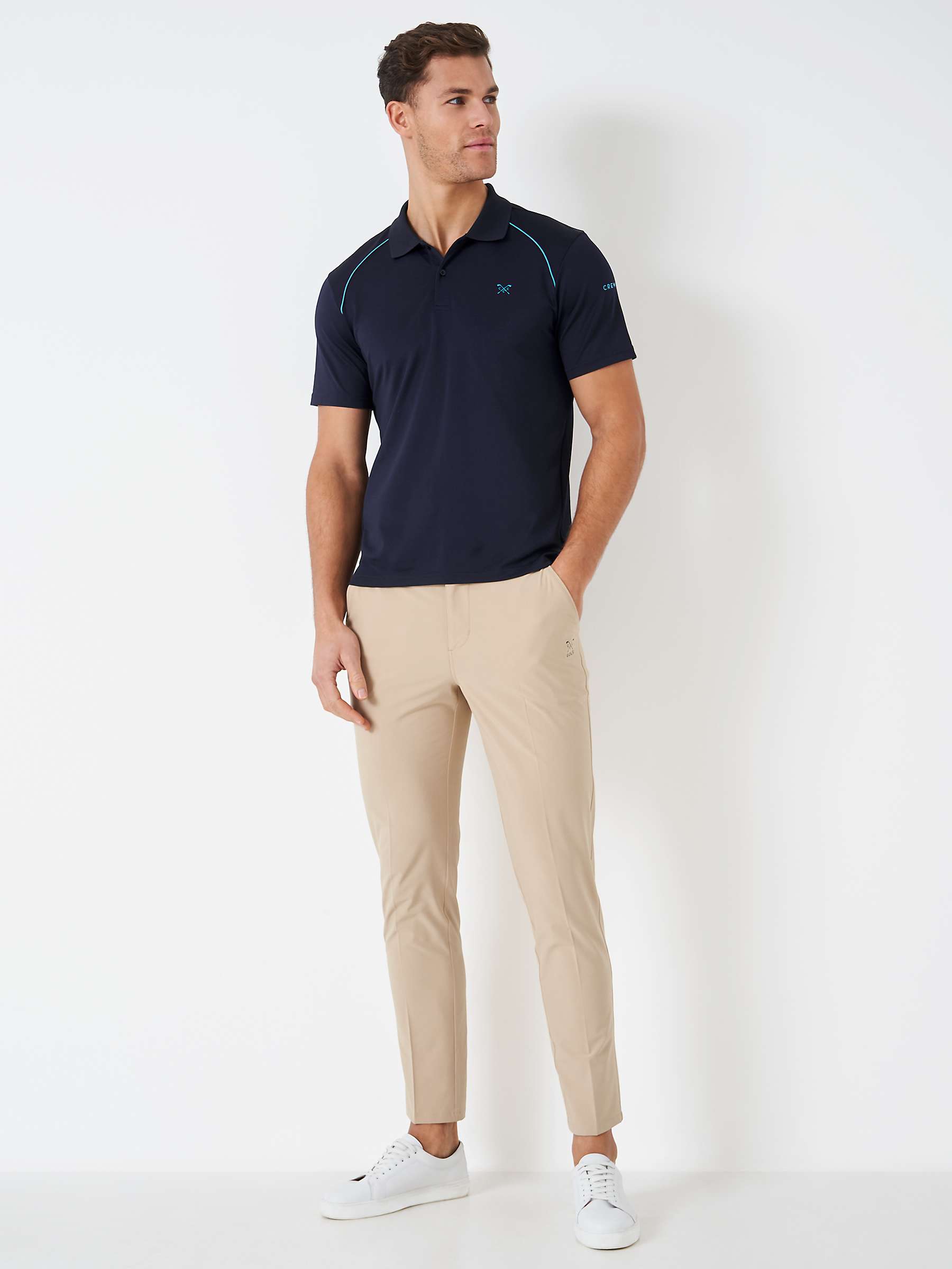 Crew Clothing Stretch Pique Golf Polo Top, Navy Blue at John Lewis ...