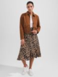 Hobbs Daphne Animal Print Skirt, Camel/Black