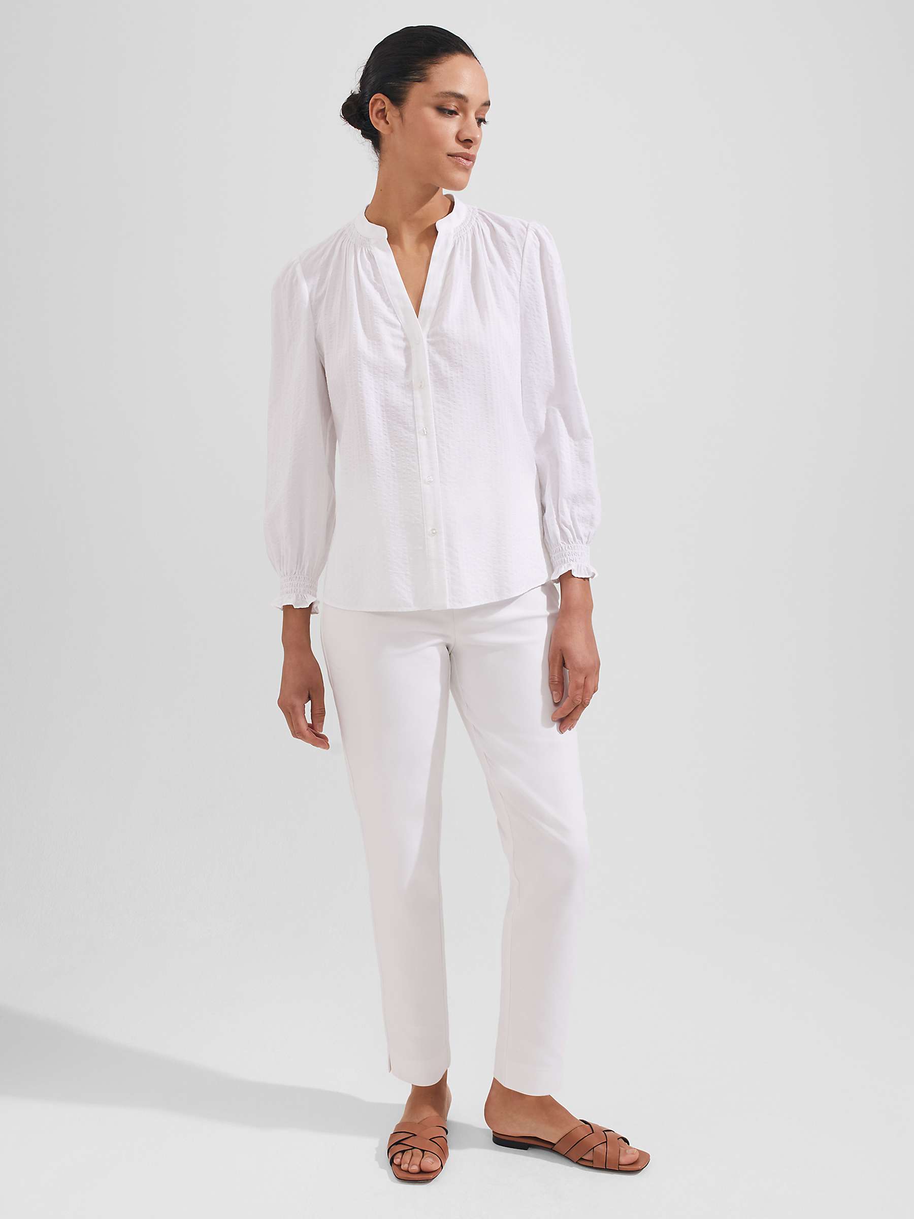 Buy Hobbs Constance Cotton Blend Top, White Online at johnlewis.com