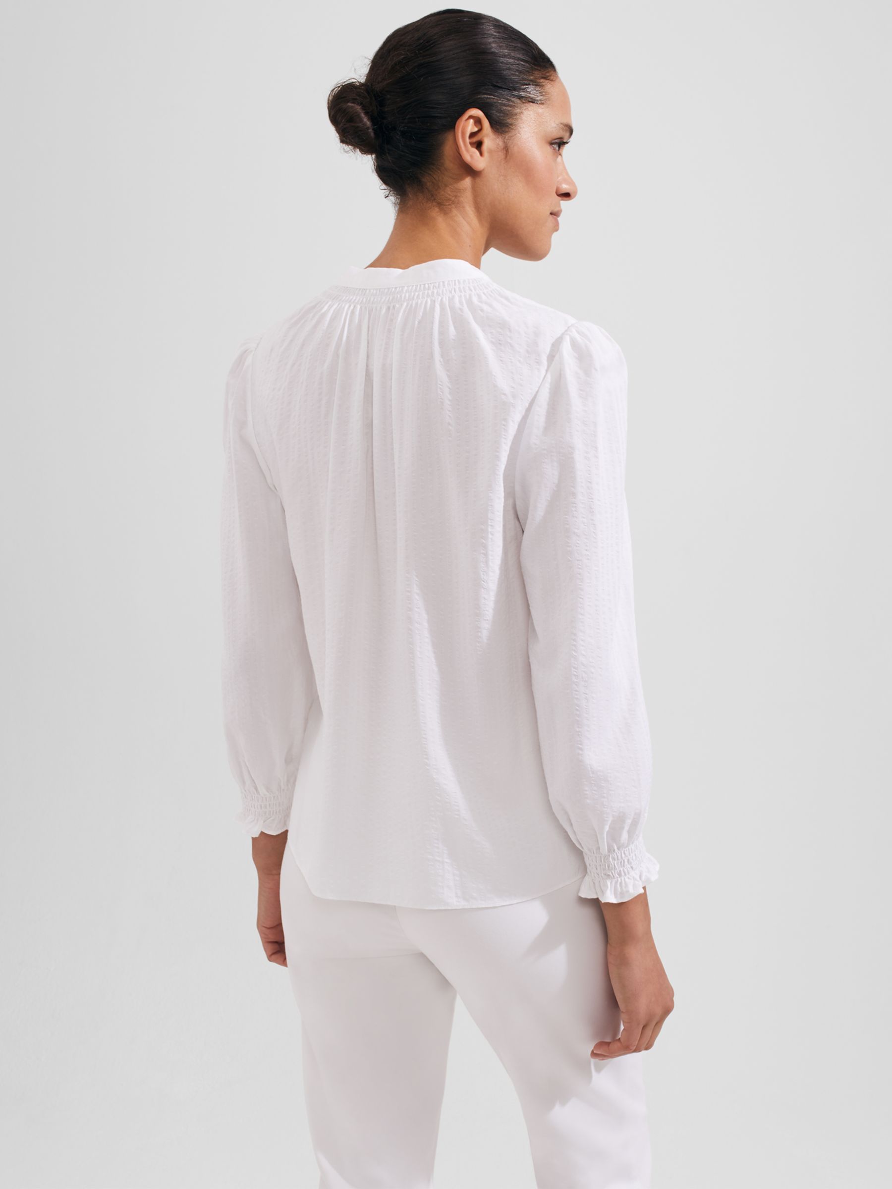 Buy Hobbs Constance Cotton Blend Top, White Online at johnlewis.com