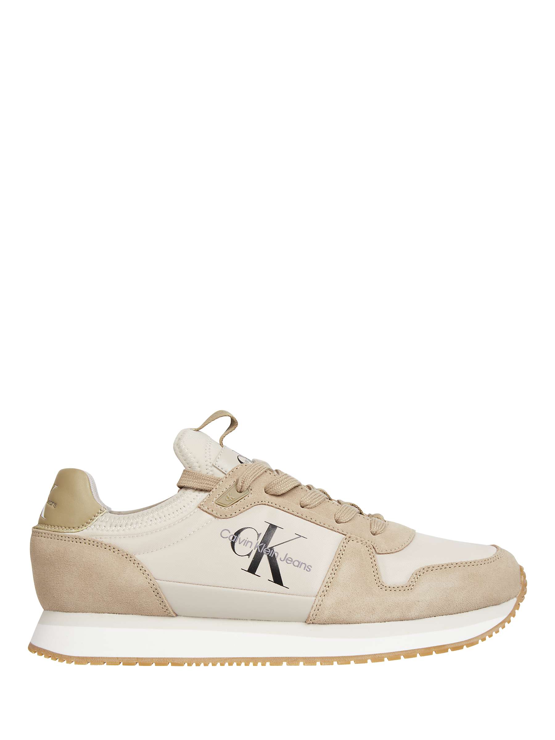 Buy Calvin Klein Suede Lace Up Runner Trainers, Eggshell/Travertine Online at johnlewis.com