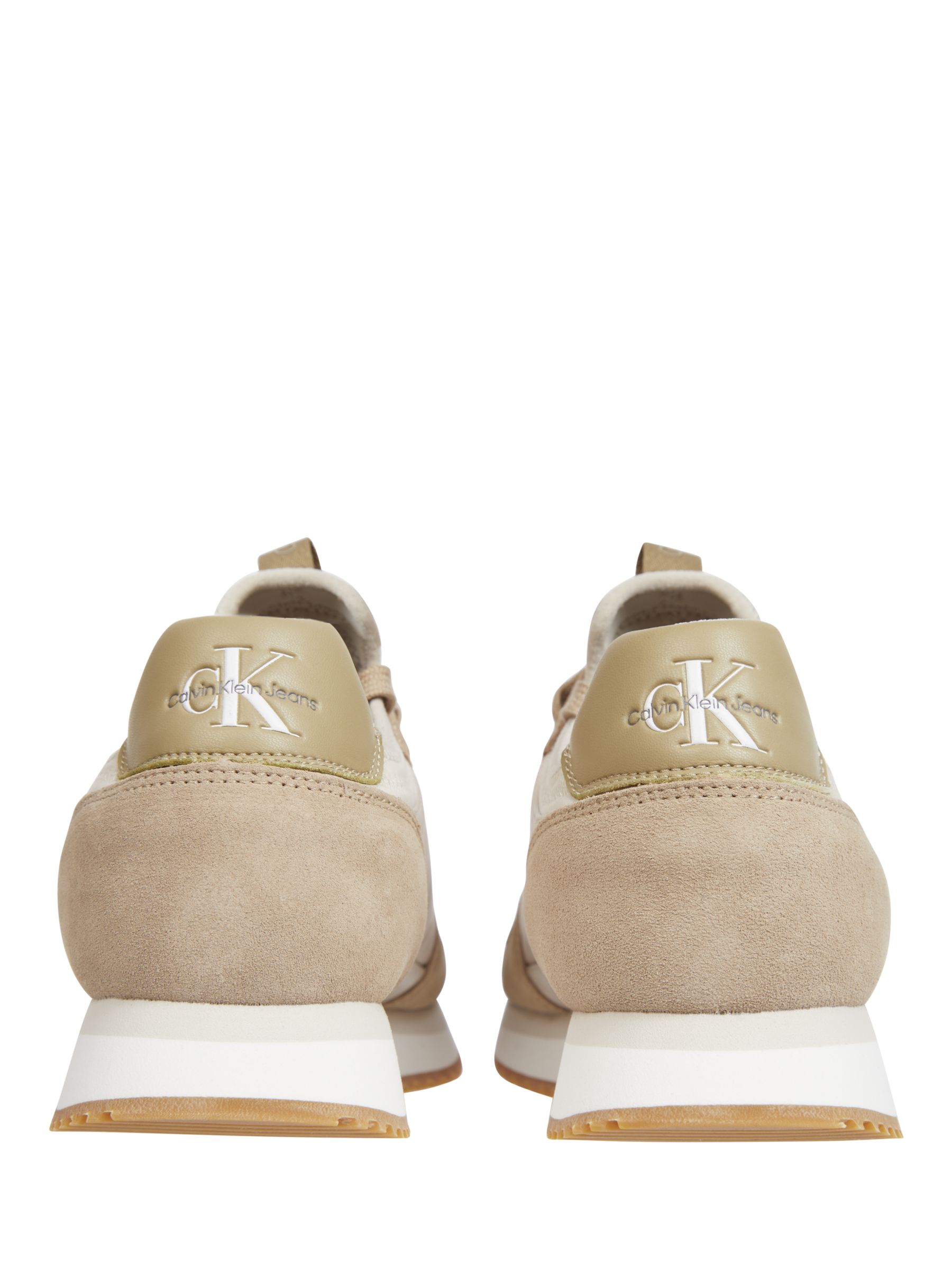 Buy Calvin Klein Suede Lace Up Runner Trainers, Eggshell/Travertine Online at johnlewis.com