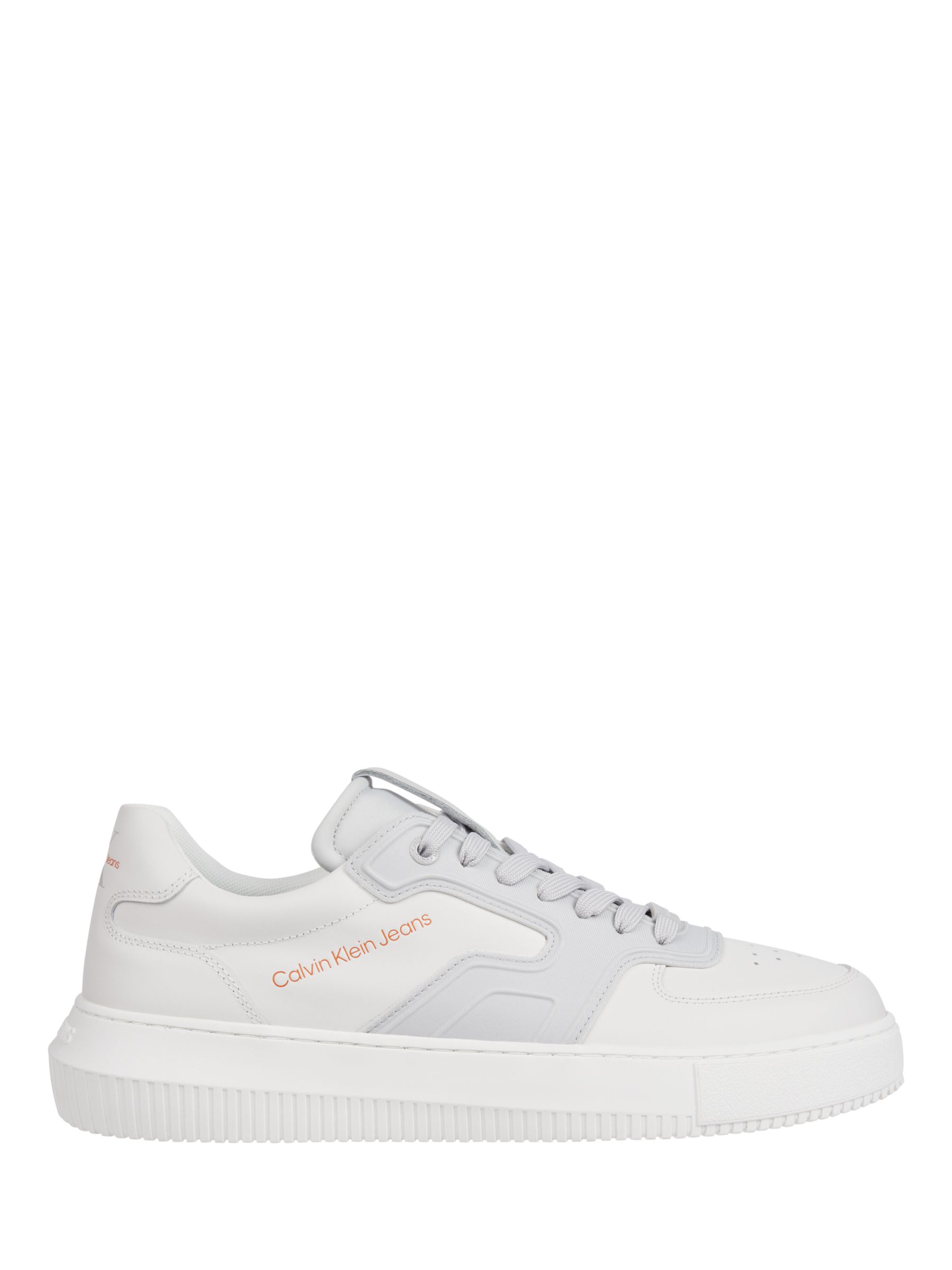 Buy Calvin Klein Leather Lace Up Chunky Cupsole Trainers, White/Oyster Online at johnlewis.com