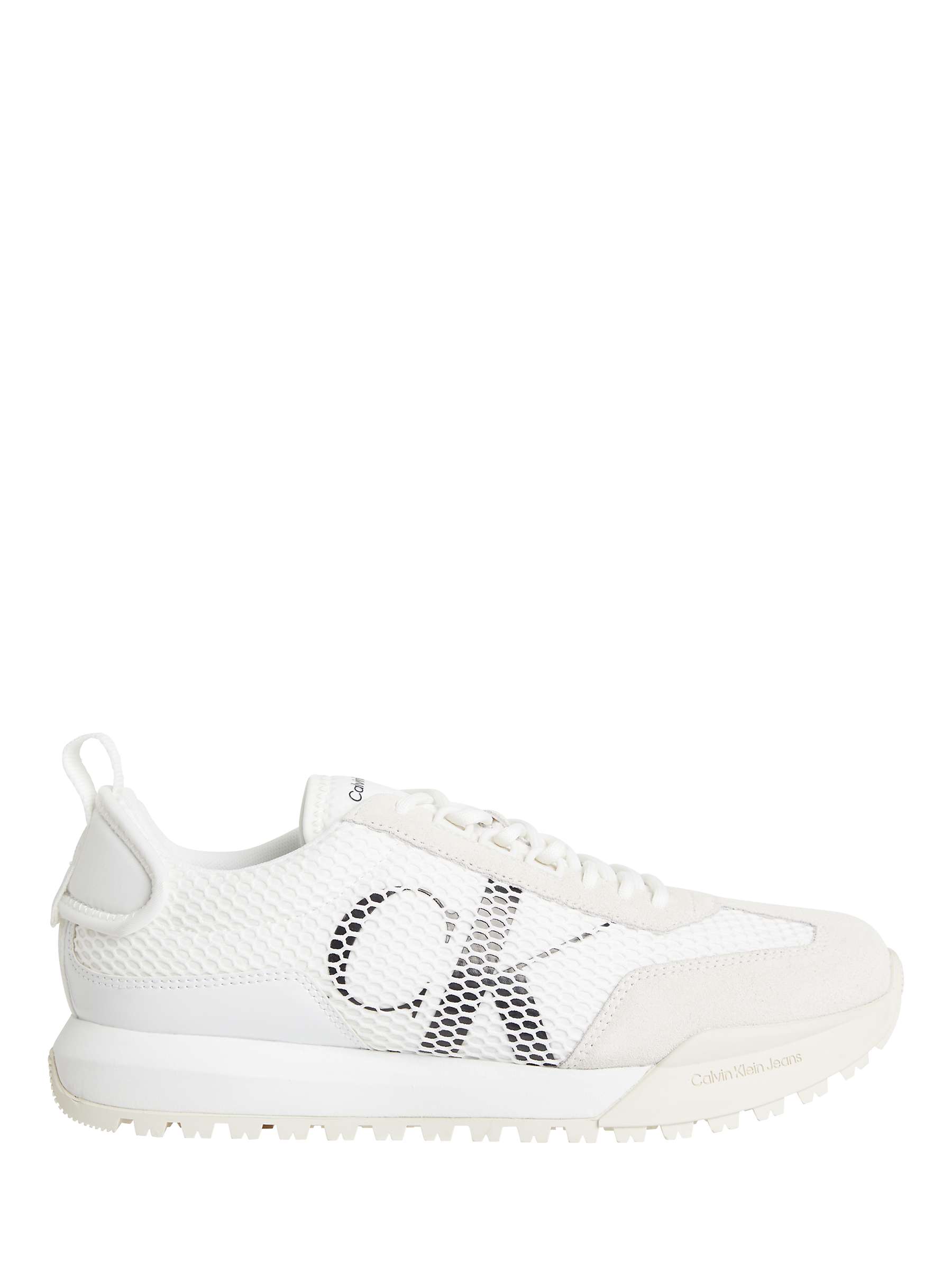 Buy Calvin Klein Recycled Lace Up Runner Trainers, White/Creamy White Online at johnlewis.com