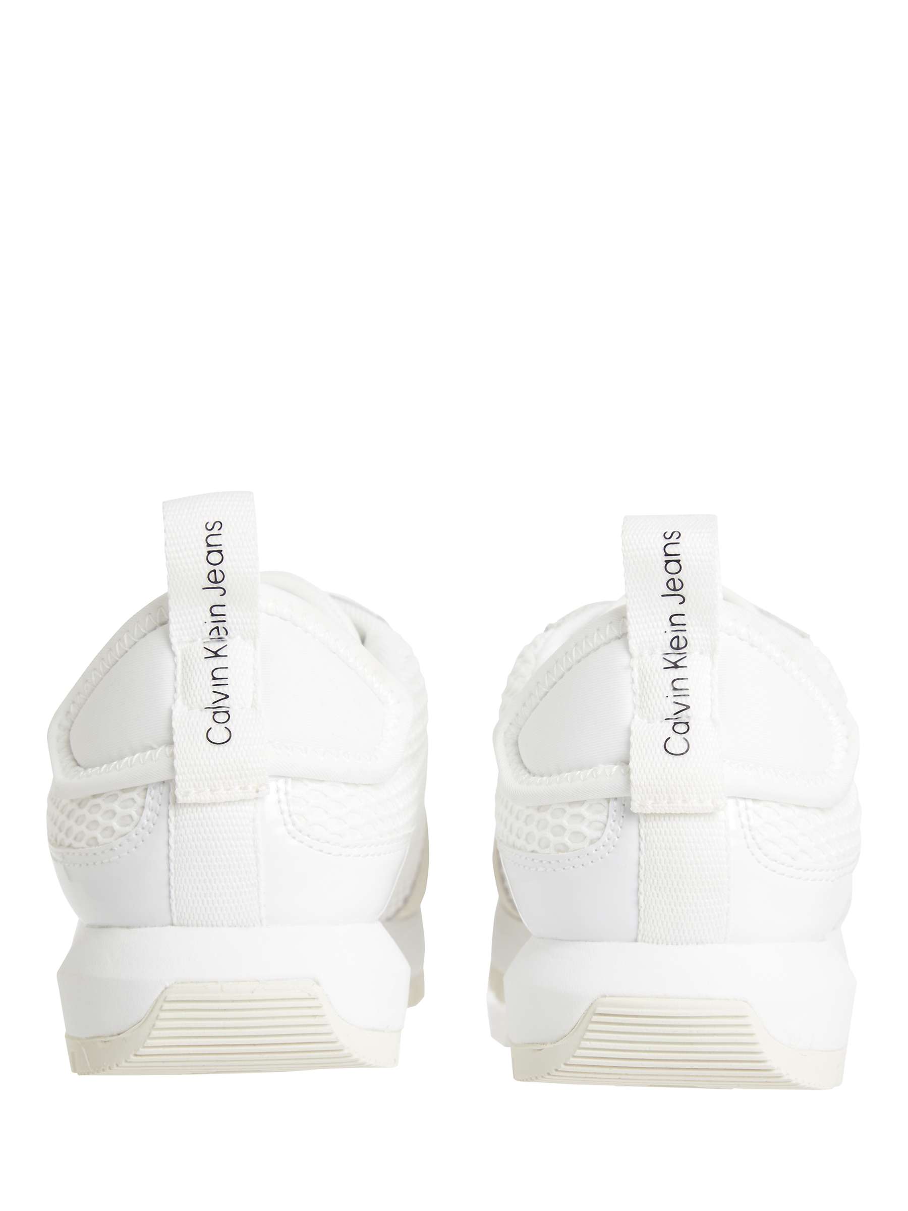 Buy Calvin Klein Recycled Lace Up Runner Trainers, White/Creamy White Online at johnlewis.com