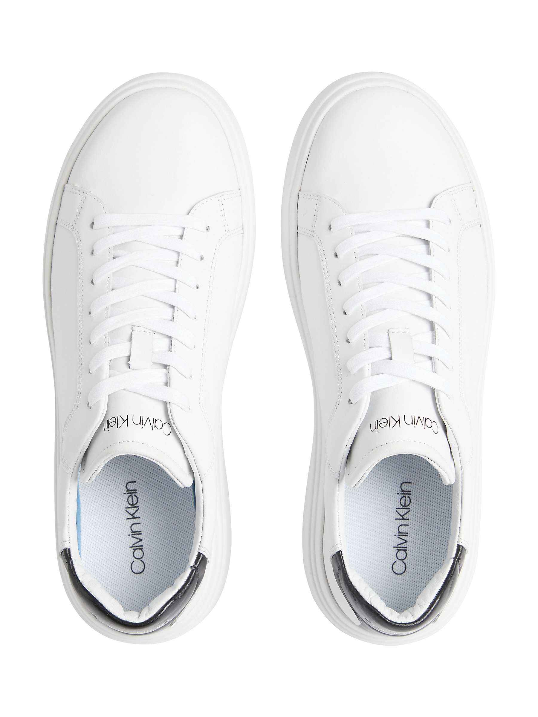 Buy Calvin Klein Leather Low Top Lace Up Trainers, White/Black Online at johnlewis.com