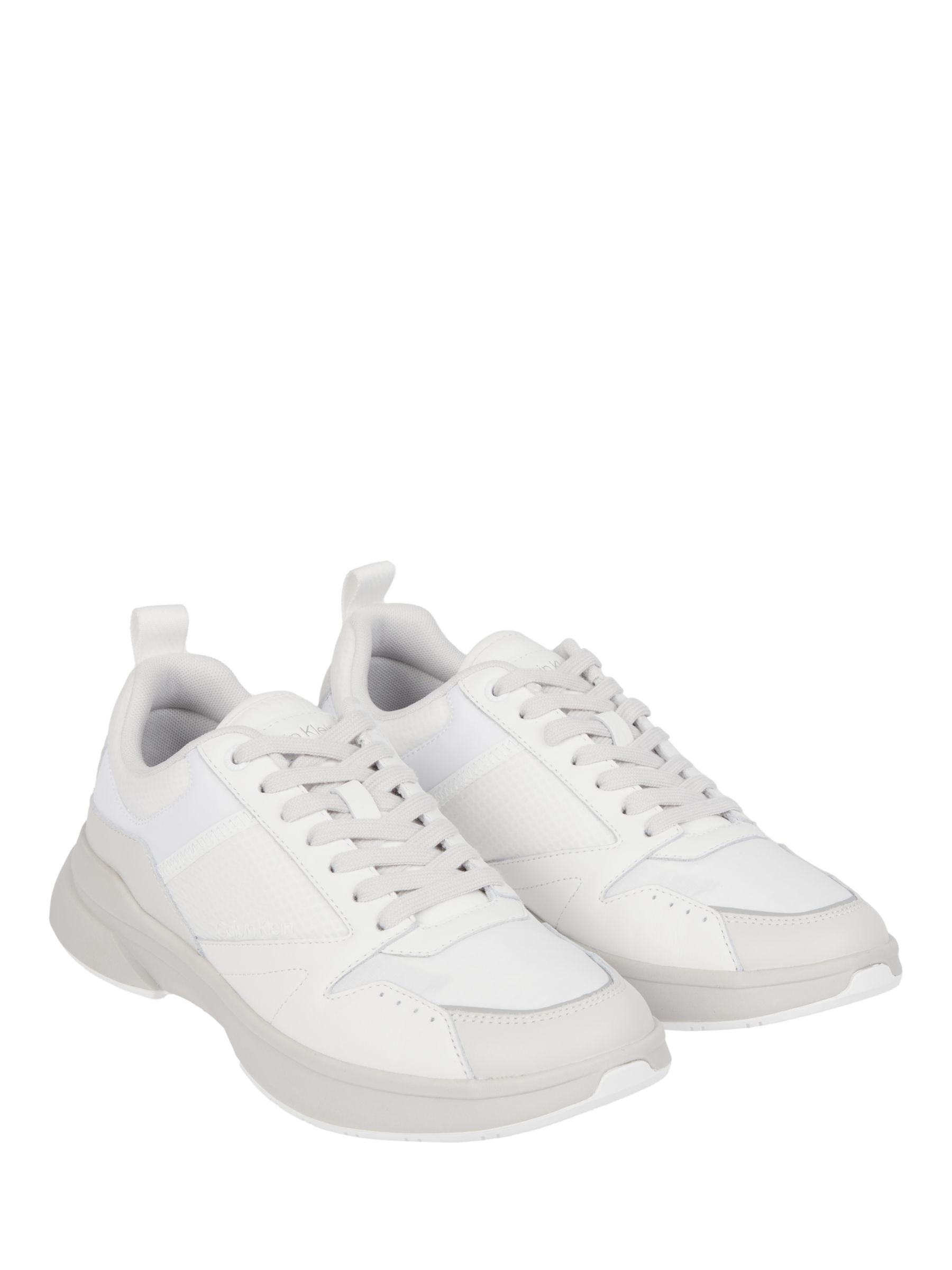 Calvin Klein Leather Low Top Chunky Heel Trainers, White/Light Grey, 9