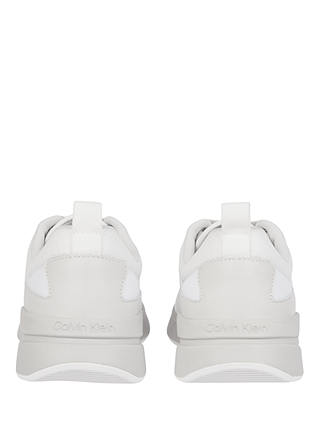 Calvin Klein Leather Low Top Chunky Heel Trainers, White/Light Grey