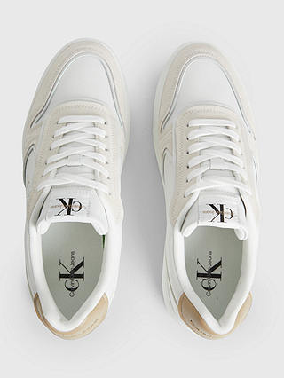 Calvin Klein Cupsole Logo Suede Trainers, White/Ancient White