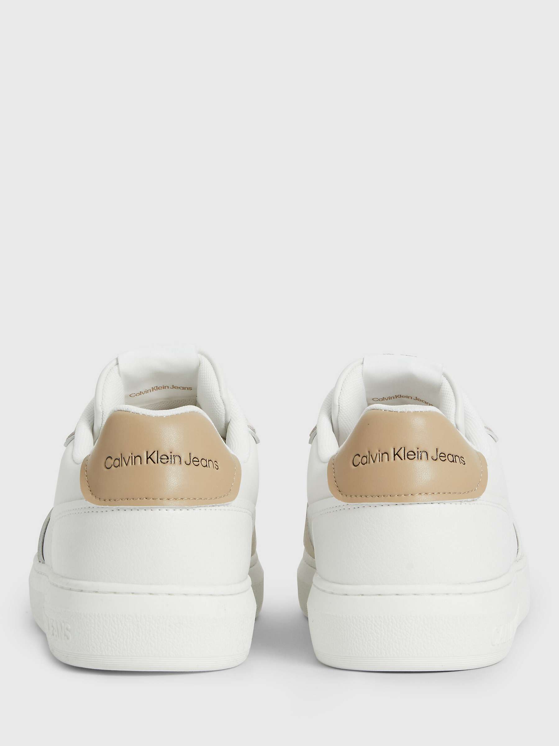 Buy Calvin Klein Cupsole Logo Suede Trainers, White/Ancient White Online at johnlewis.com