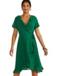 Yumi Frill Wrap Dress, Green