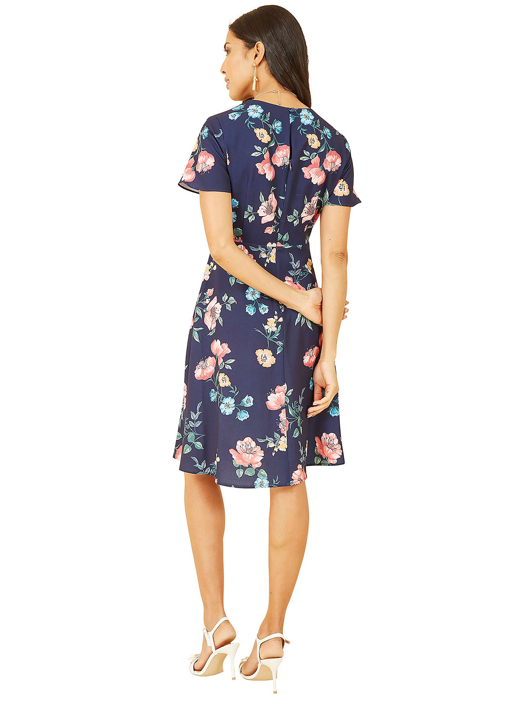 Buy Yumi Floral Print Kimono Sleeve Skater Dress, Navy Online at johnlewis.com