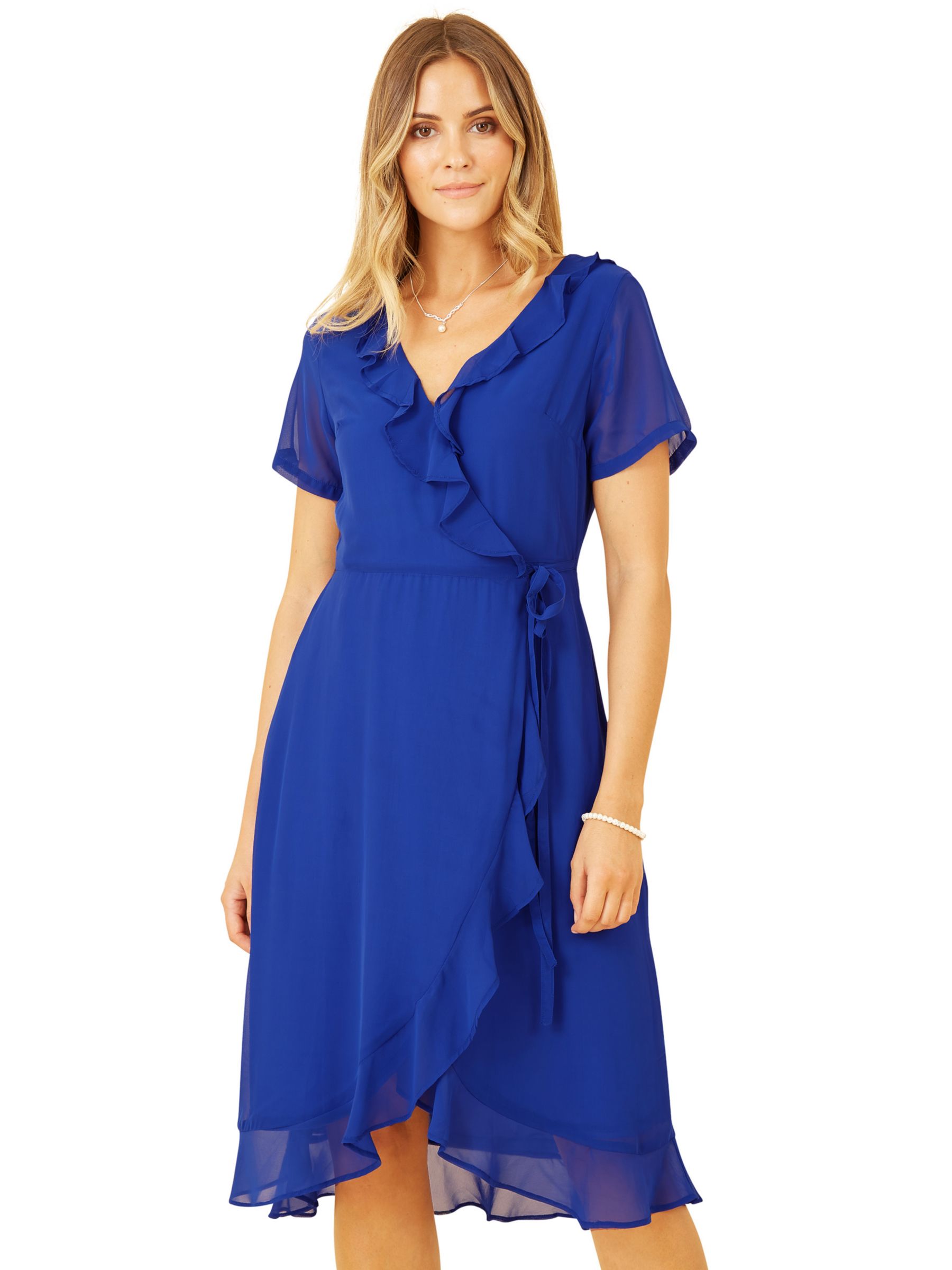 Yumi Frill Wrap Dress, Blue at John Lewis & Partners