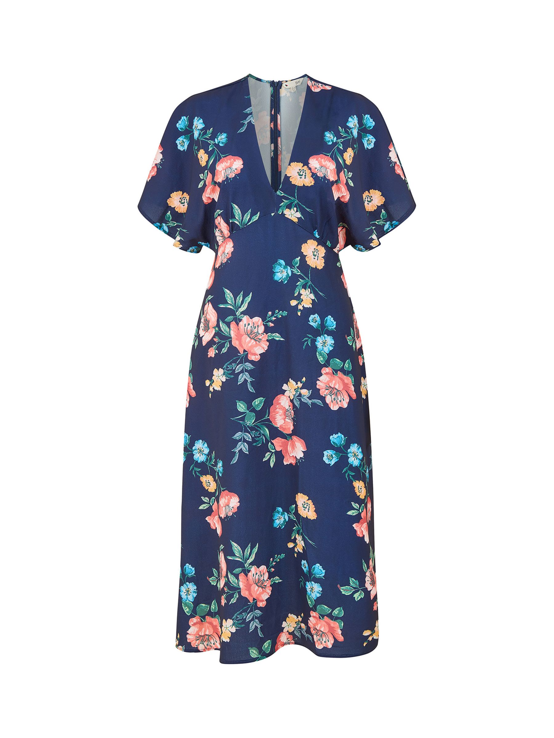 Buy Yumi Floral Print Kimono Midi Dress, Navy Online at johnlewis.com