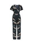 Yumi Floral Print Wrap Jumpsuit, Black