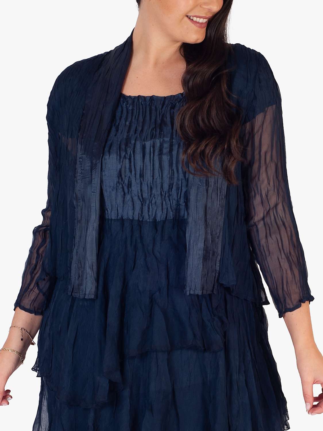 Buy chesca Crush Pleated Chiffon Jacket, Navy Online at johnlewis.com