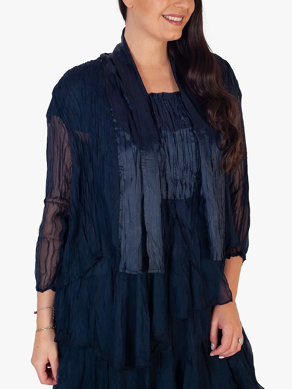 Buy chesca Crush Pleated Chiffon Jacket, Navy Online at johnlewis.com