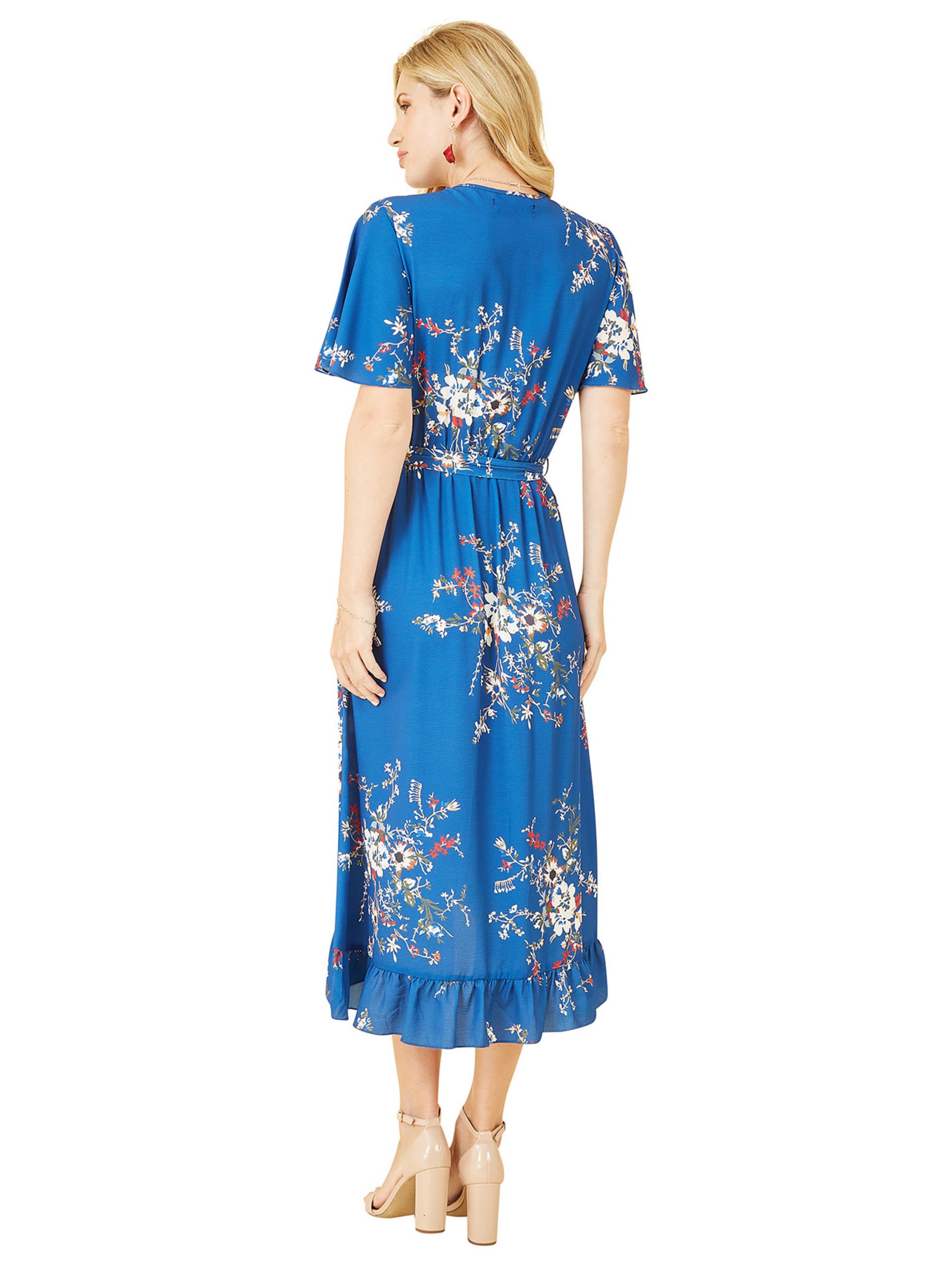 Buy Mela London Floral Dip Hem Wrap Midi Dress, Blue Online at johnlewis.com