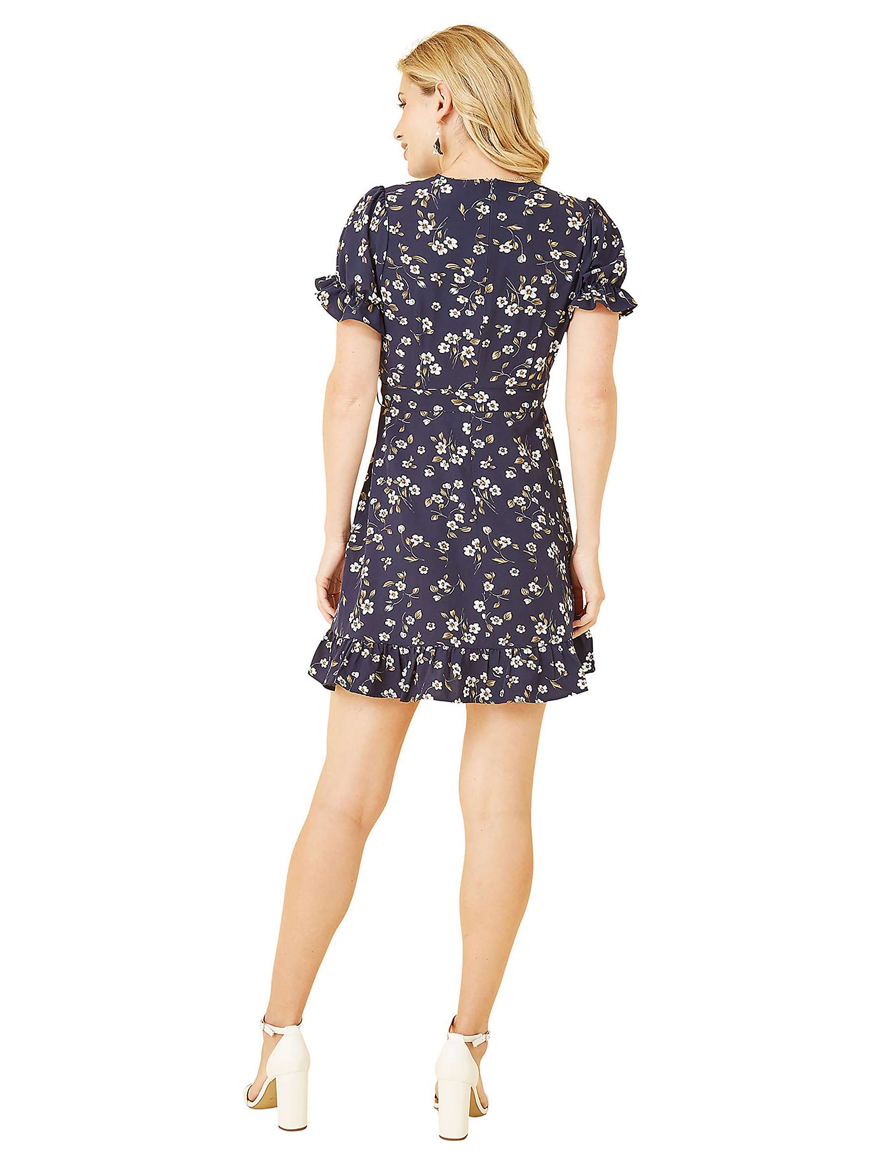 Buy Mela London Daisy Print Wrap Over Mini Dress, Navy Online at johnlewis.com