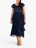 chesca Crush Pleat Midi Dress, Navy