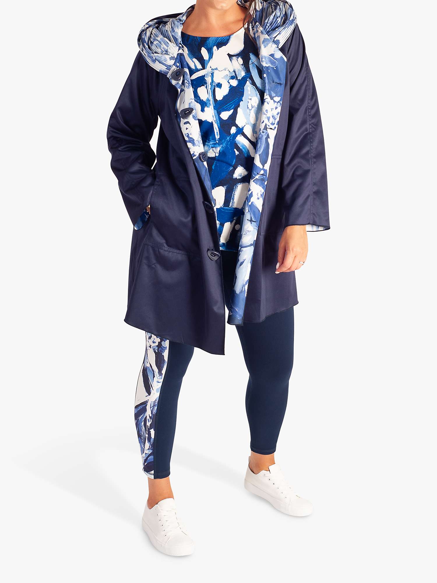 Buy chesca Abstract Garden Print Reversible Raincoat, Navy/Marine Online at johnlewis.com