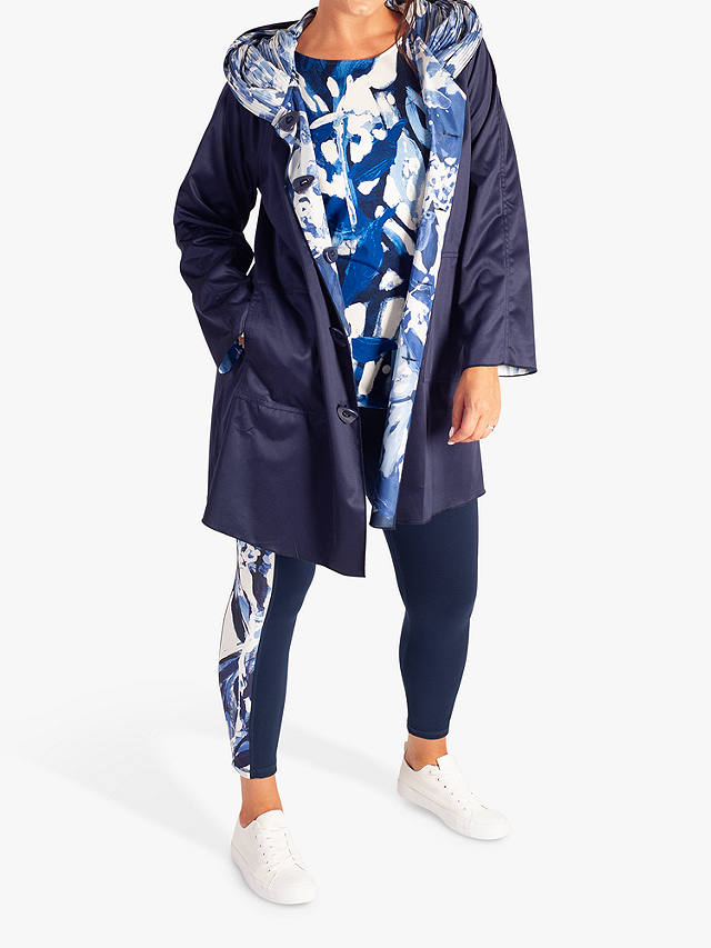 chesca Abstract Garden Print Reversible Raincoat, Navy/Marine
