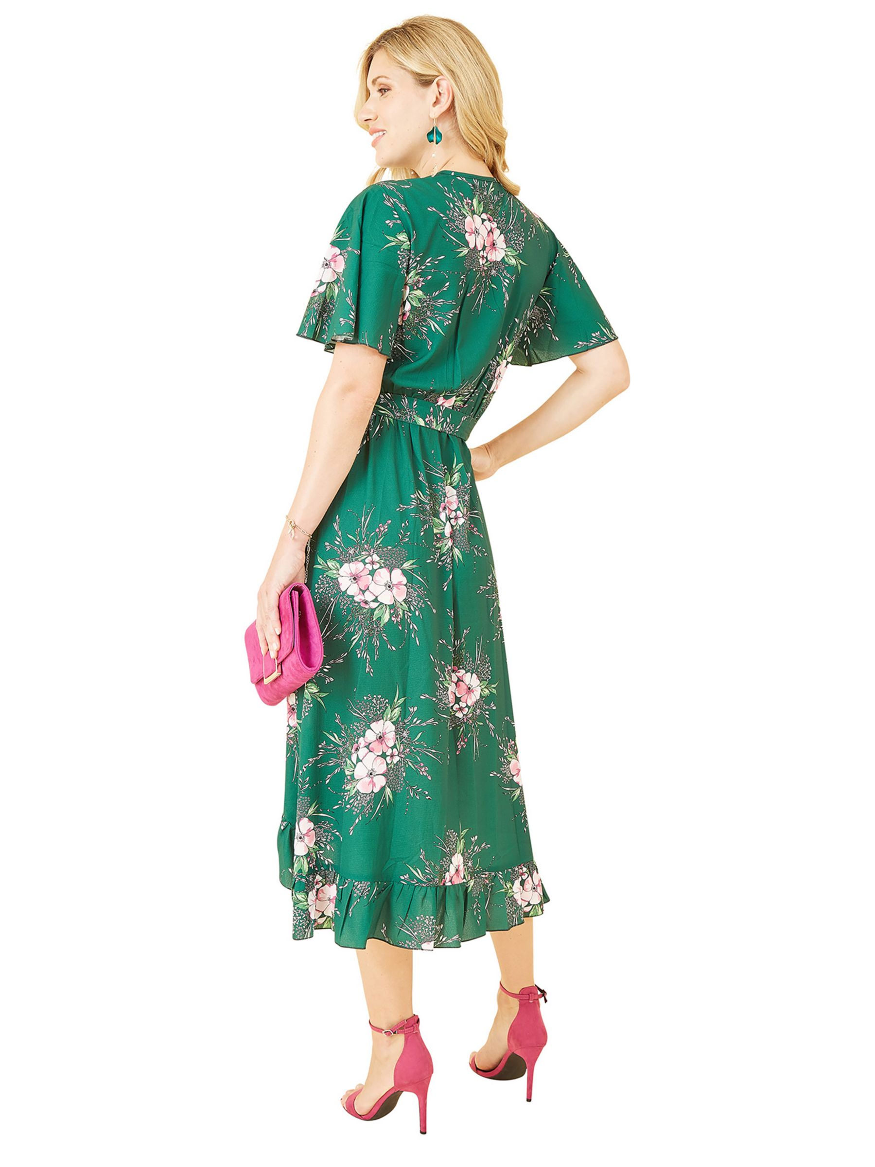 Buy Mela London Floral Dip Hem Wrap Midi Dress, Green Online at johnlewis.com
