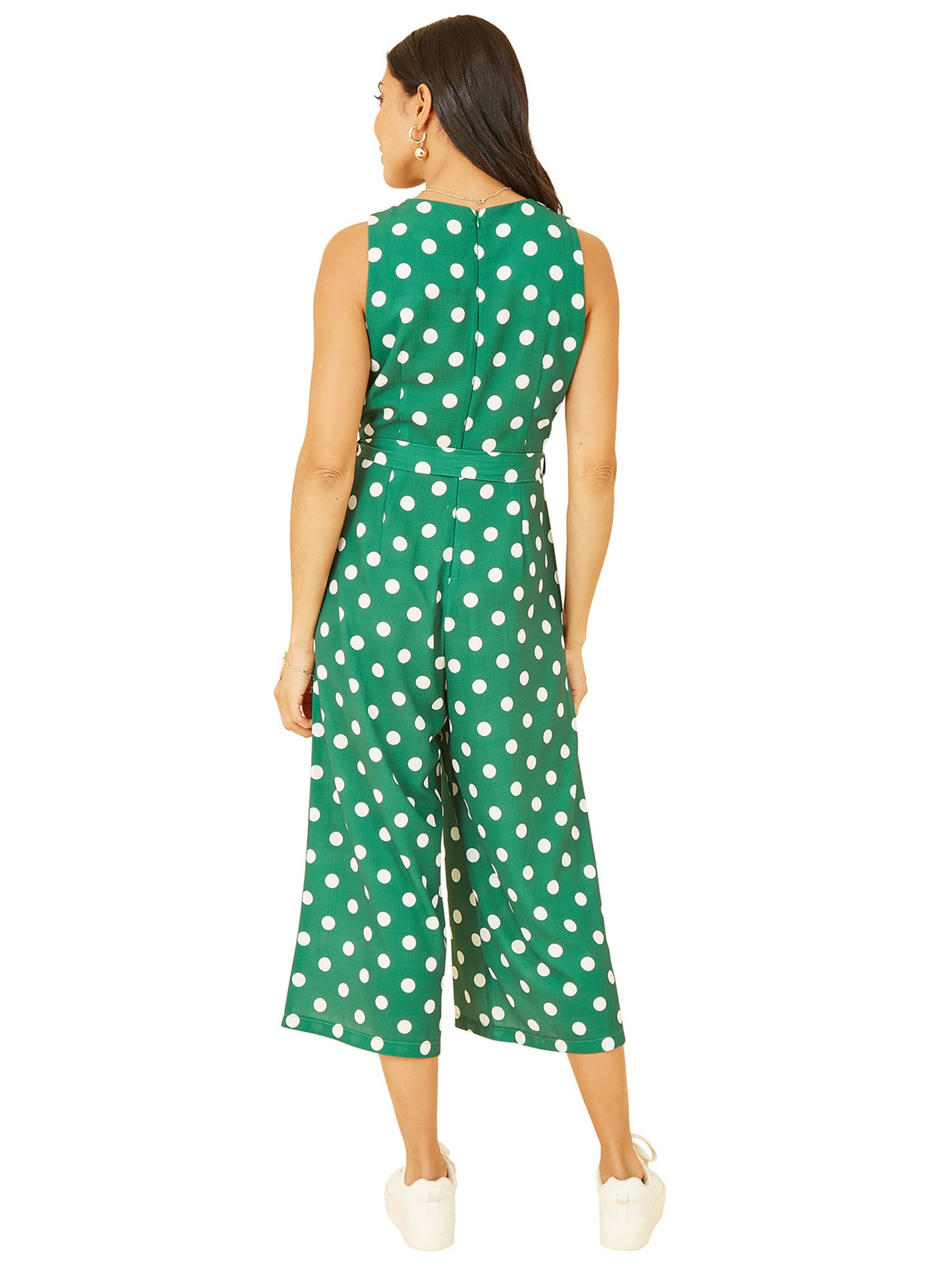 Mela London Polka Dot Culotte Jumpsuit, Green, 8