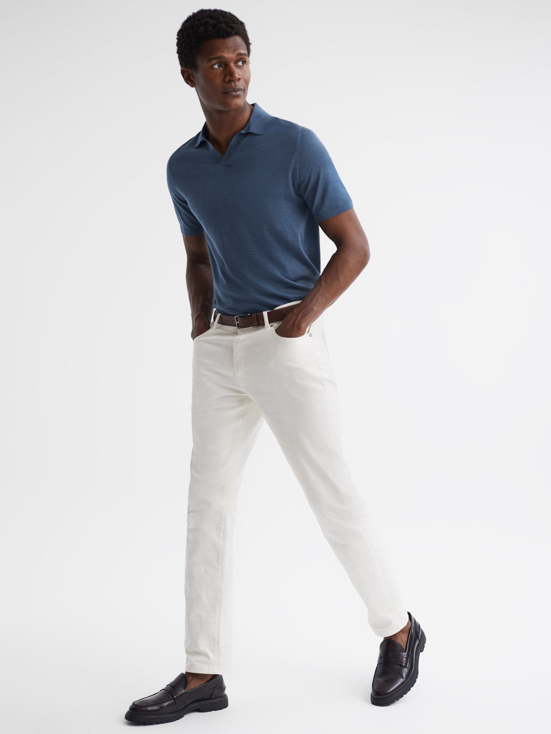 Reiss Malbec Open Collar Polo Shirt