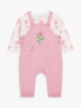 John Lewis ANYDAY Baby Tulip Print Dungaree & T-Shirt Set, Pink/White