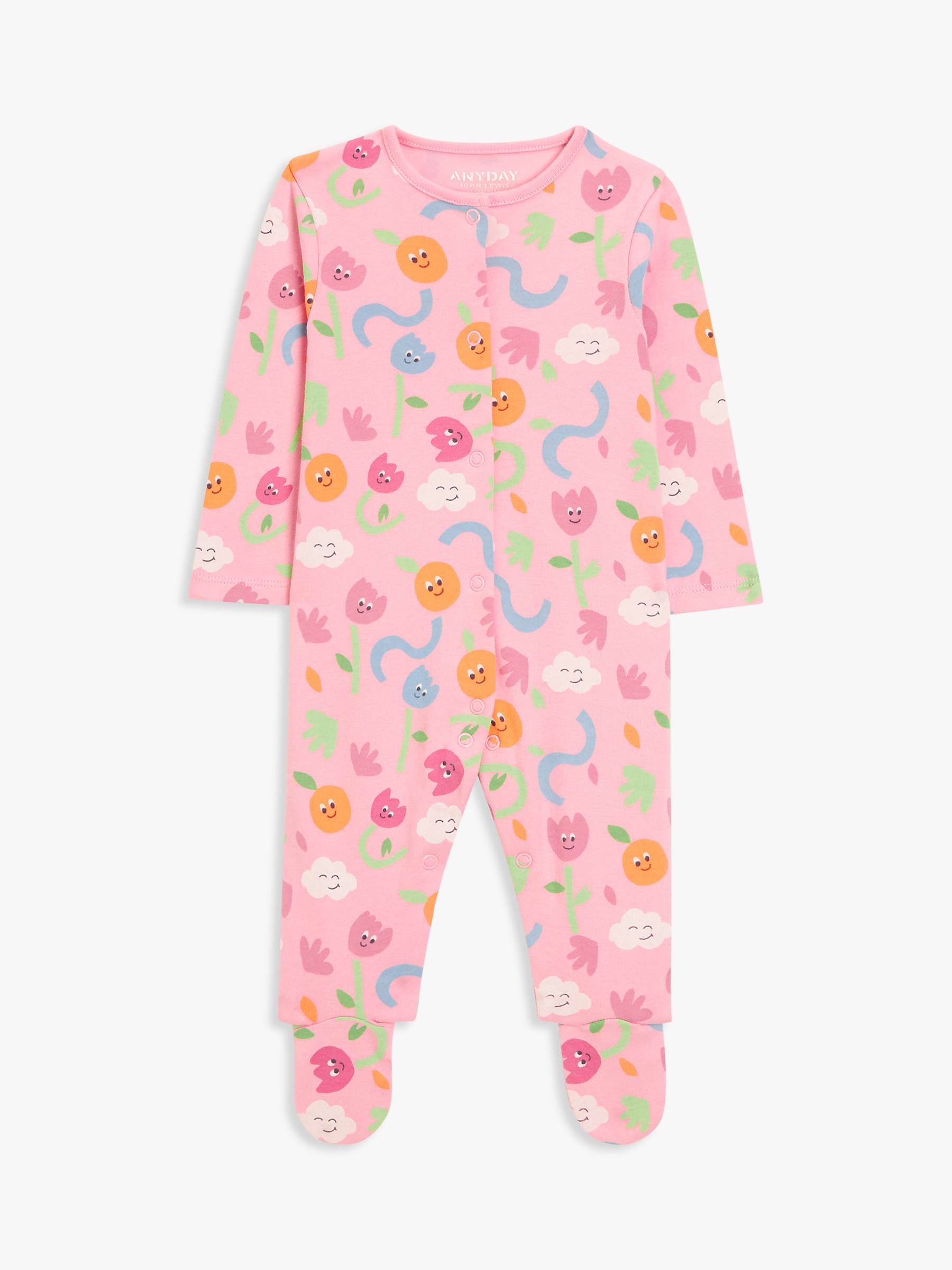 Buy John Lewis ANYDAY Baby Floral Print Sleepsuit, Pink/Multi Online at johnlewis.com