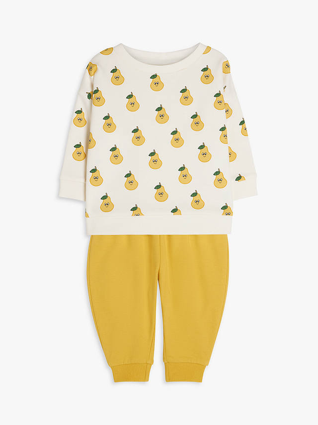 John Lewis ANYDAY Baby Pear Print Sweatshirt & Joggers Set, Yellow/White