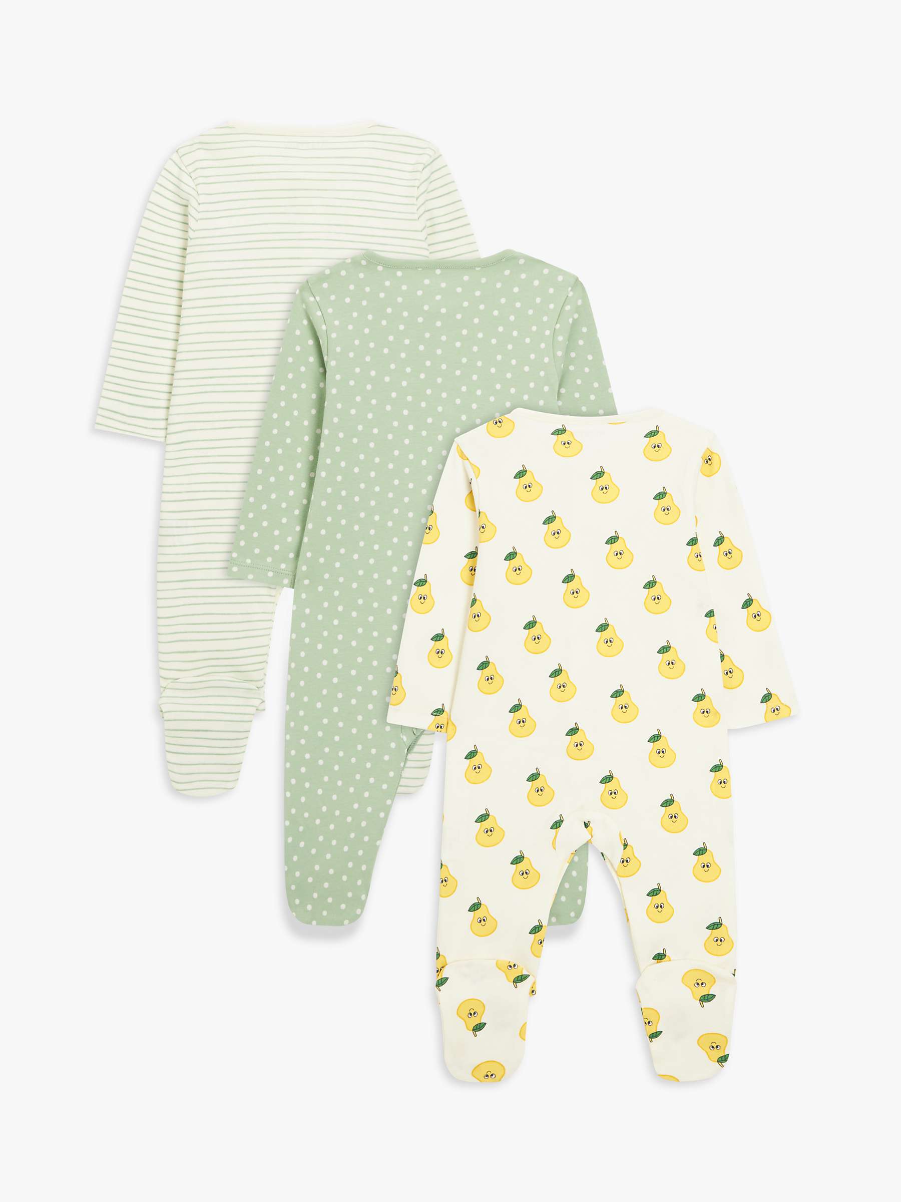 Buy John Lewis ANYDAY Baby Pear Mix Sleepsuit, Pack of 3, Multi Online at johnlewis.com