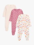 John Lewis ANYDAY Baby Heart Mix Sleepsuit, Pack of 3, Multi