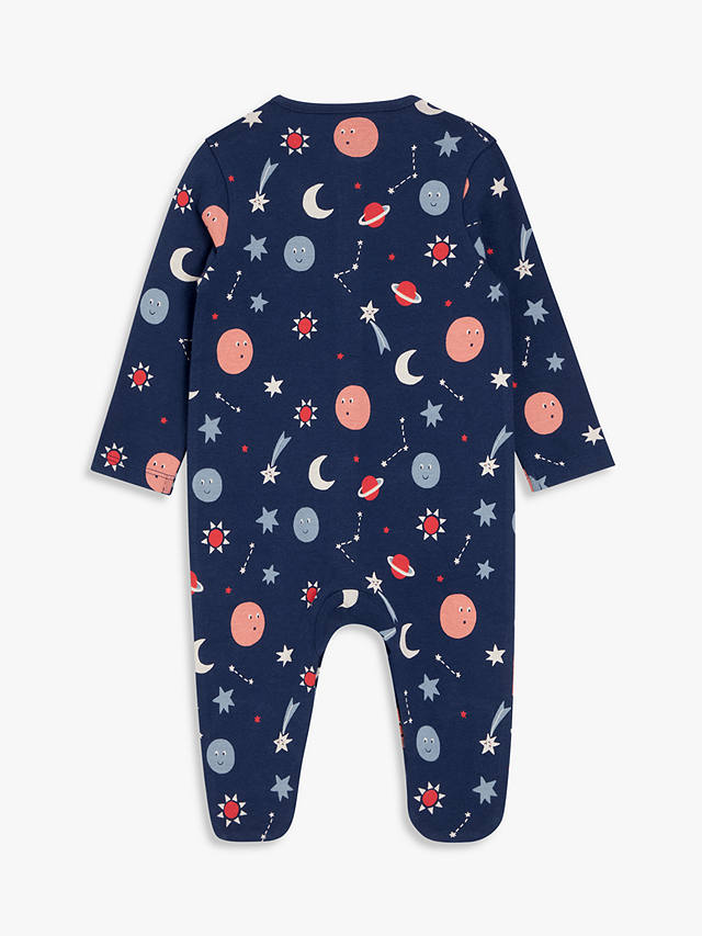 John Lewis ANYDAY Baby Space Print Sleepsuit, Blue/Multi