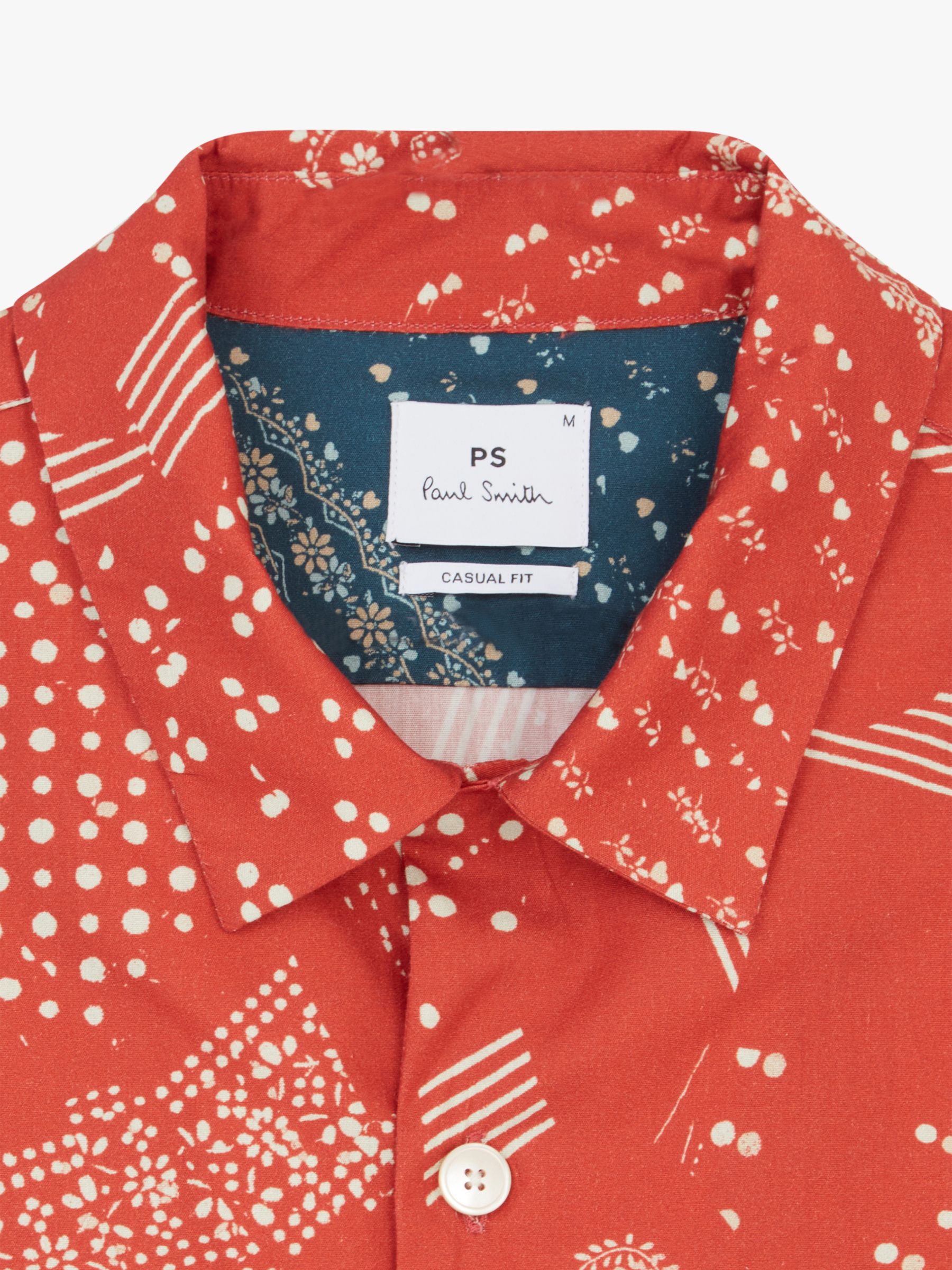 Paul Smith Bandana Print Short Sleeve Shirt, Blue at John Lewis & Partners