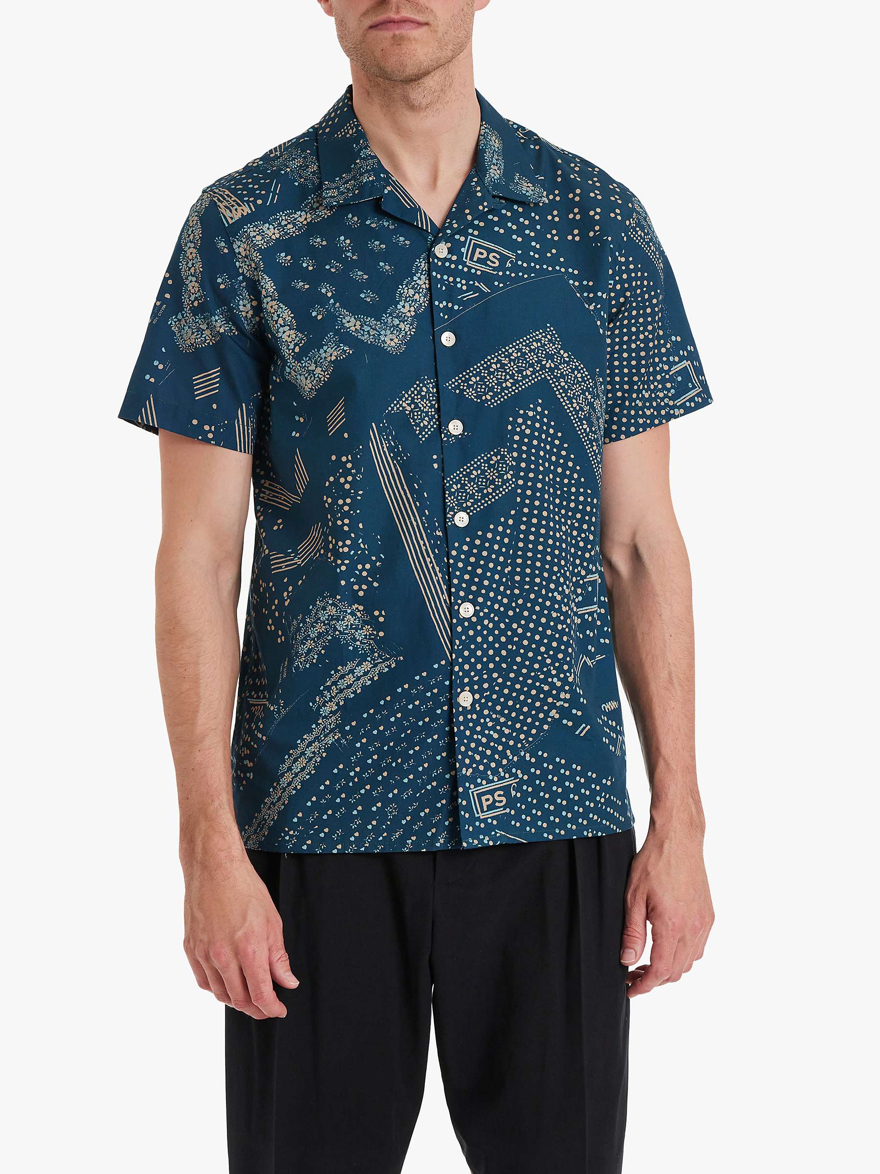 Paul Smith Bandana Print Short Sleeve Shirt, Blue at John Lewis & Partners