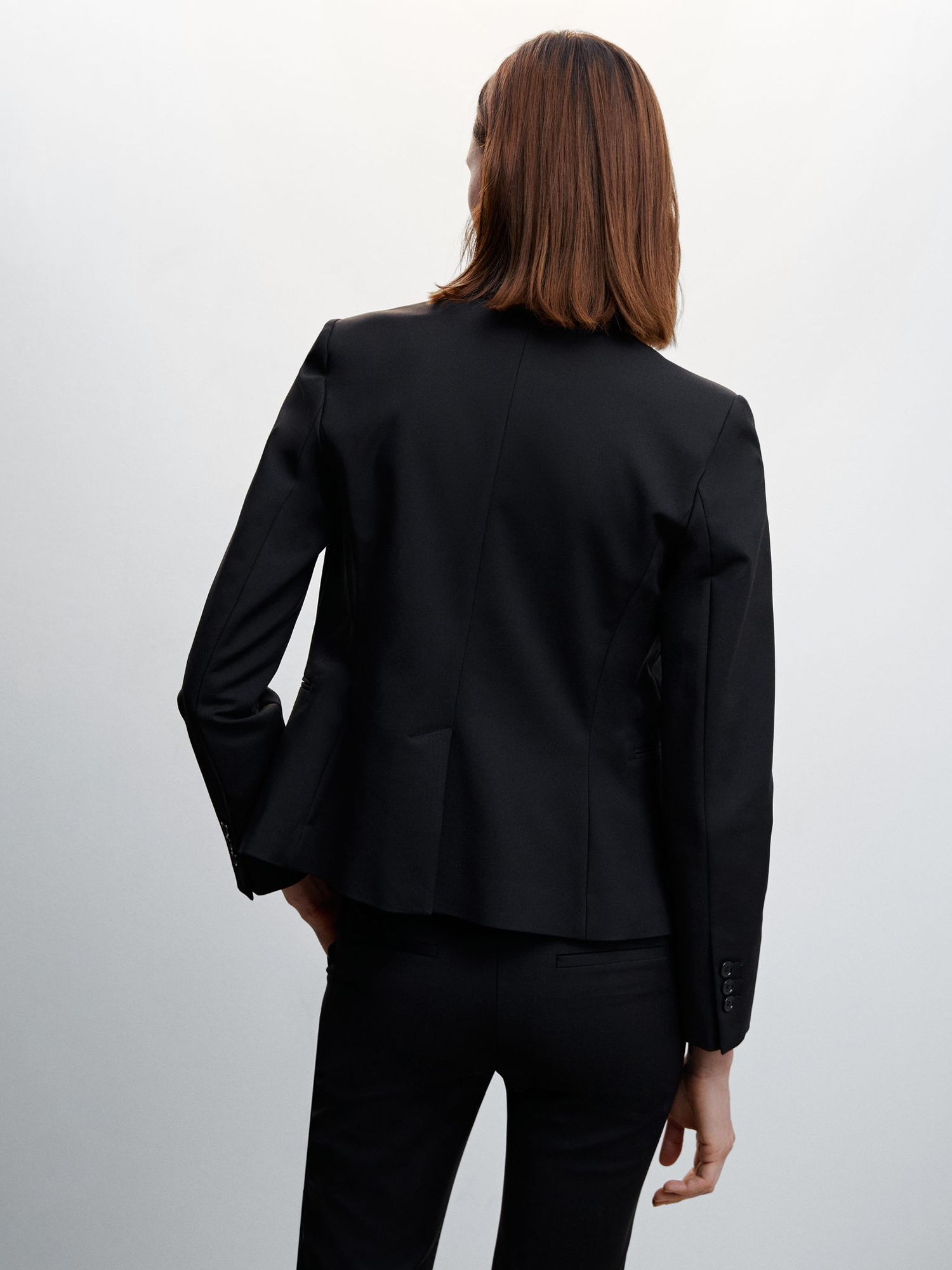 Mango Macaroni Fitted Suit Jacket, Black at John Lewis & Partners