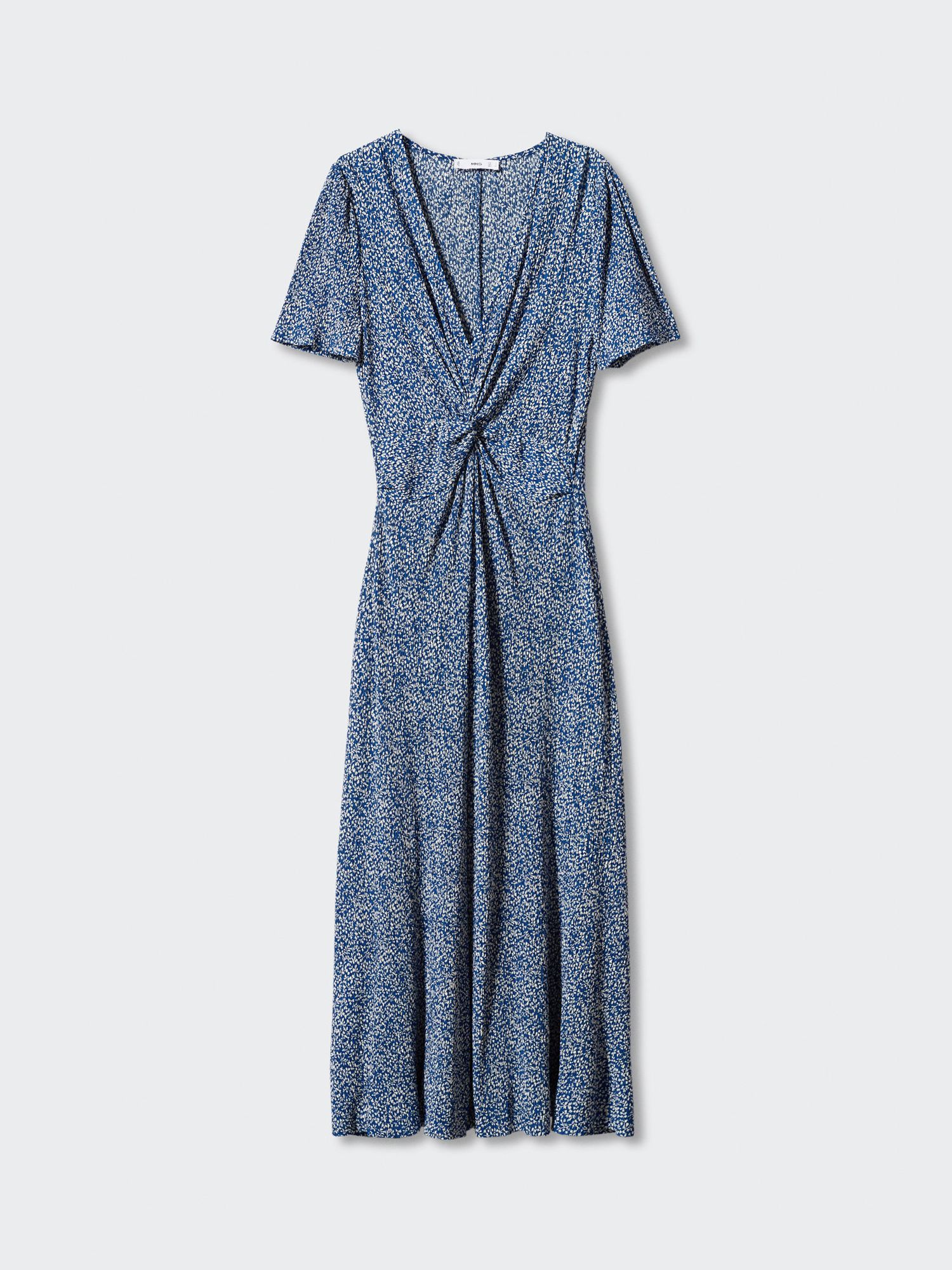 Mango Poma Textured Printed Midi Dress, Blue at John Lewis & Partners