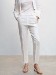Mango Boreli Linen Trousers, White