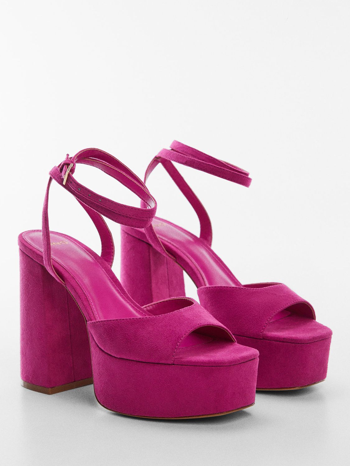Mango Sou Platform Ankle Cuff Sandals, Bright Pink at John Lewis & Partners