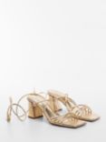 Mango Quad Criss-Cross Strap Sandals, Gold