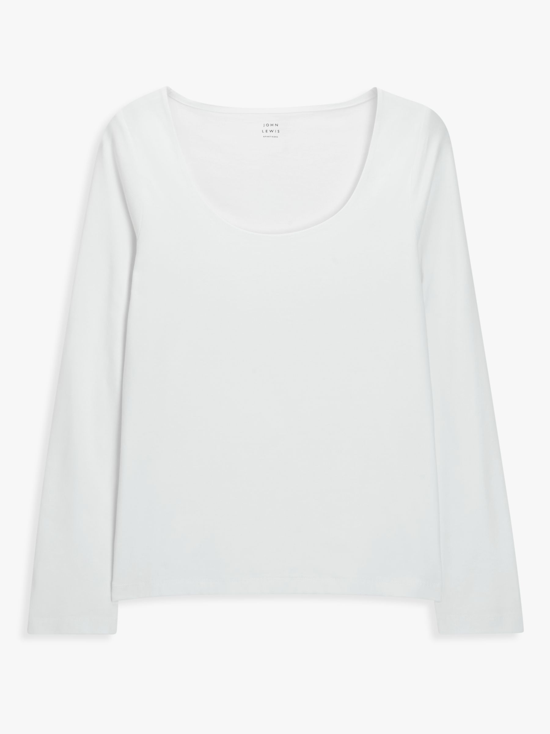 John Lewis Scoop Neck Top, White at John Lewis & Partners