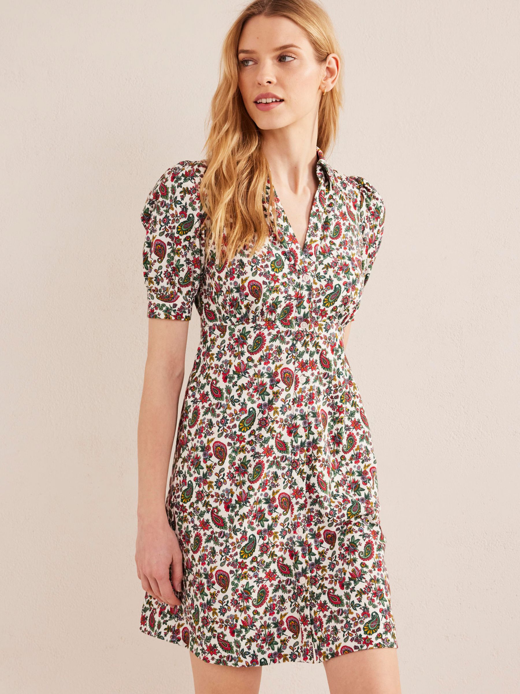 Boden Paisley Mini Shirt Dress, Multi at John Lewis & Partners