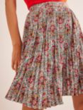 Boden Vine Terrace Mini Pleated Linen Skirt, Multi