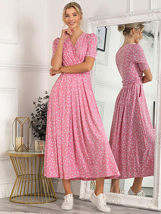 Jolie Moi Racquel Spot Jersey Maxi Dress, Dusty Pink