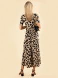 Jolie Moi Kiera Wrap Front Midi Dress, Camel Animal