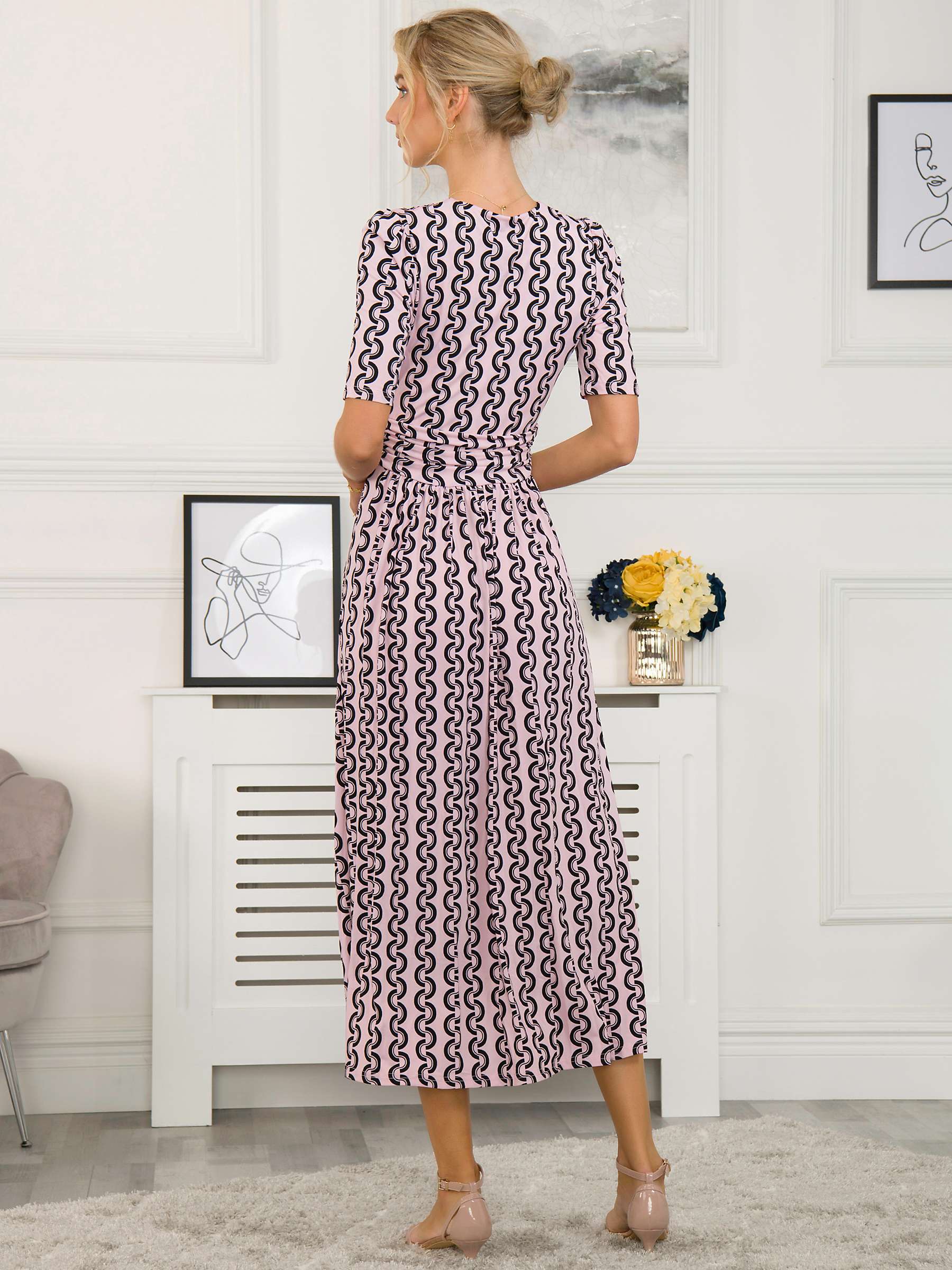 Buy Jolie Moi Reece Geometric Print Maxi Dress, Pink Online at johnlewis.com